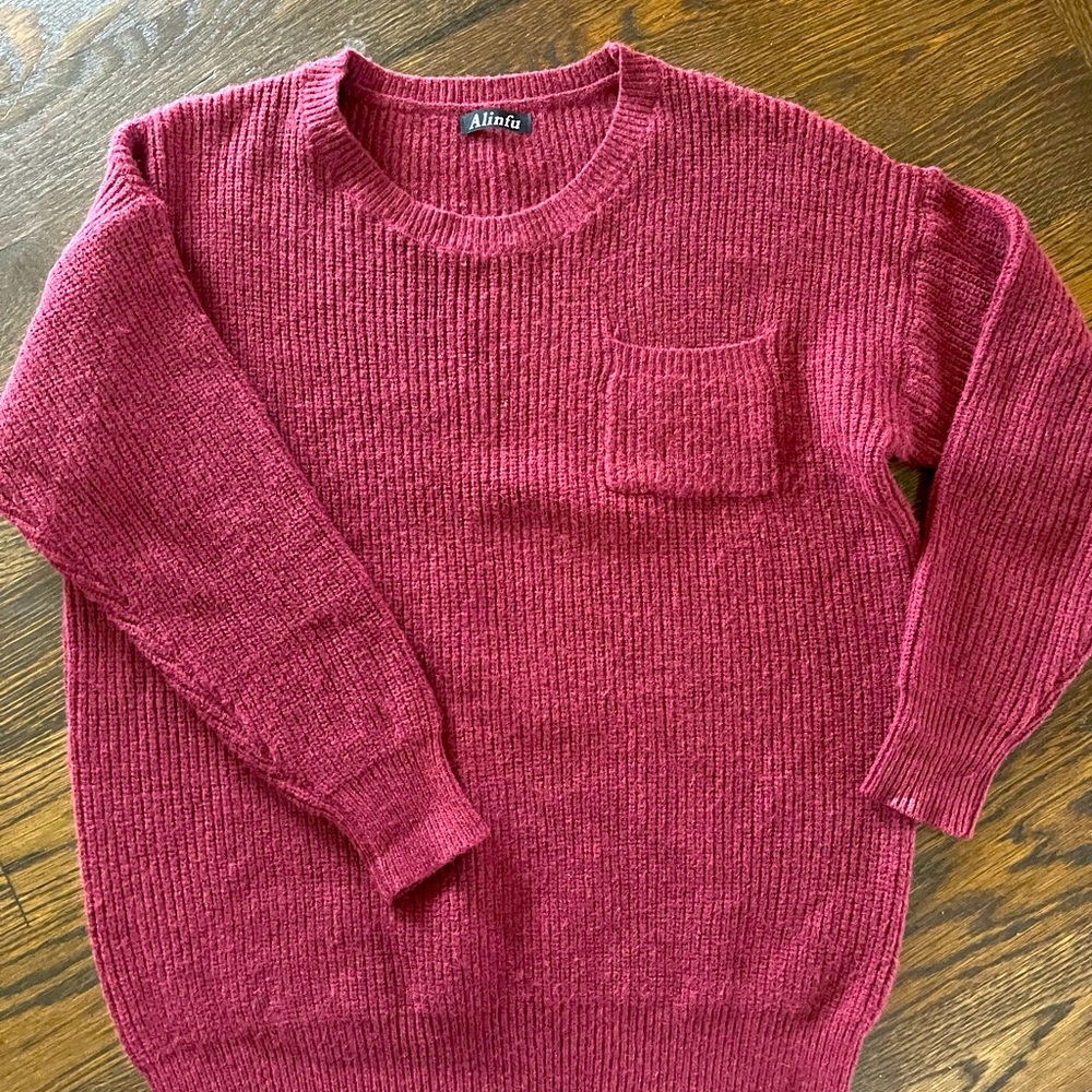 🔥Maroon woman’s medium sweater pocket Alinfu